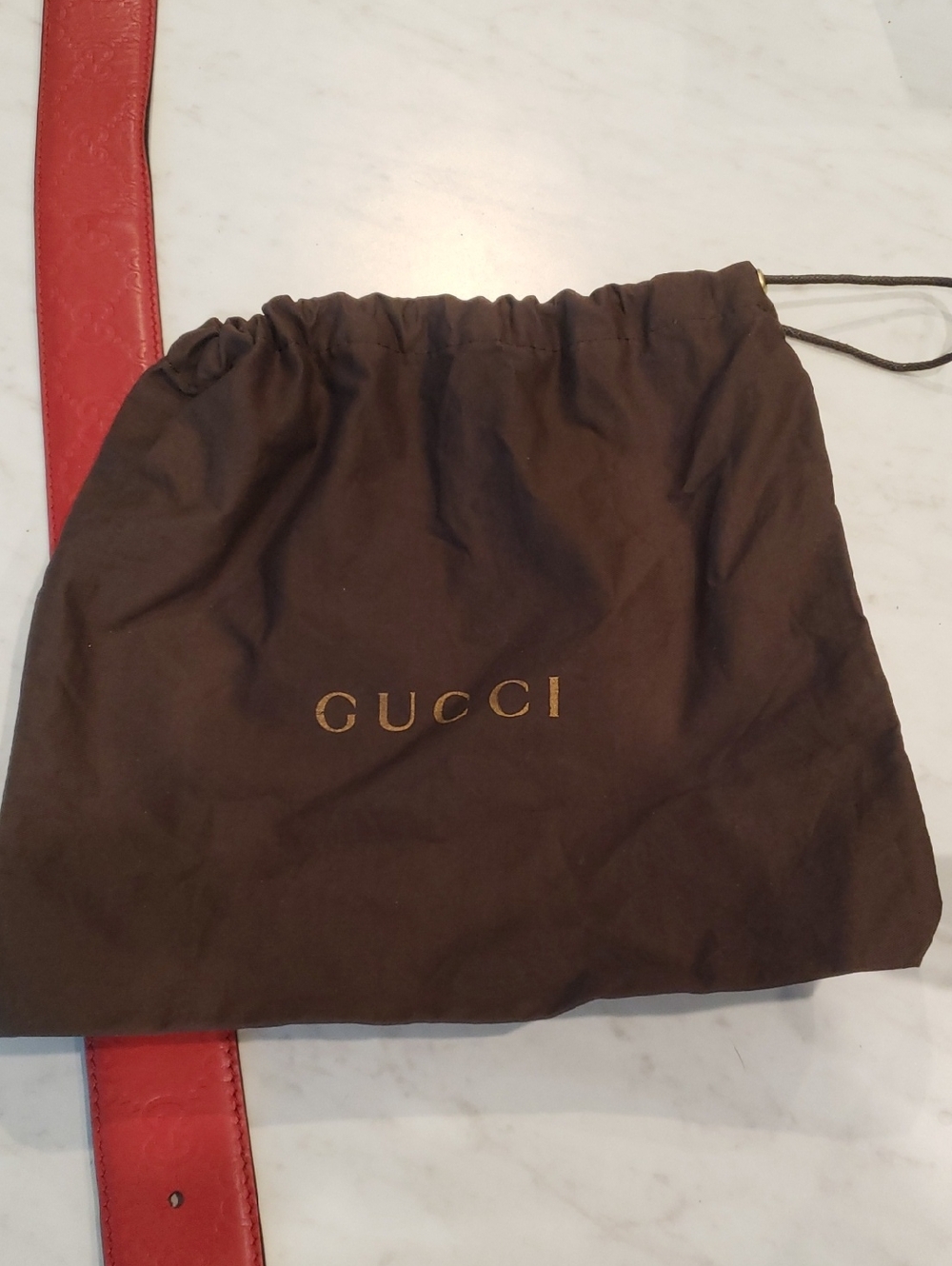 Gucci Women Red Leather Belt with Gold Double G Buckle Size Small 85/34 - Picture 9 of 11